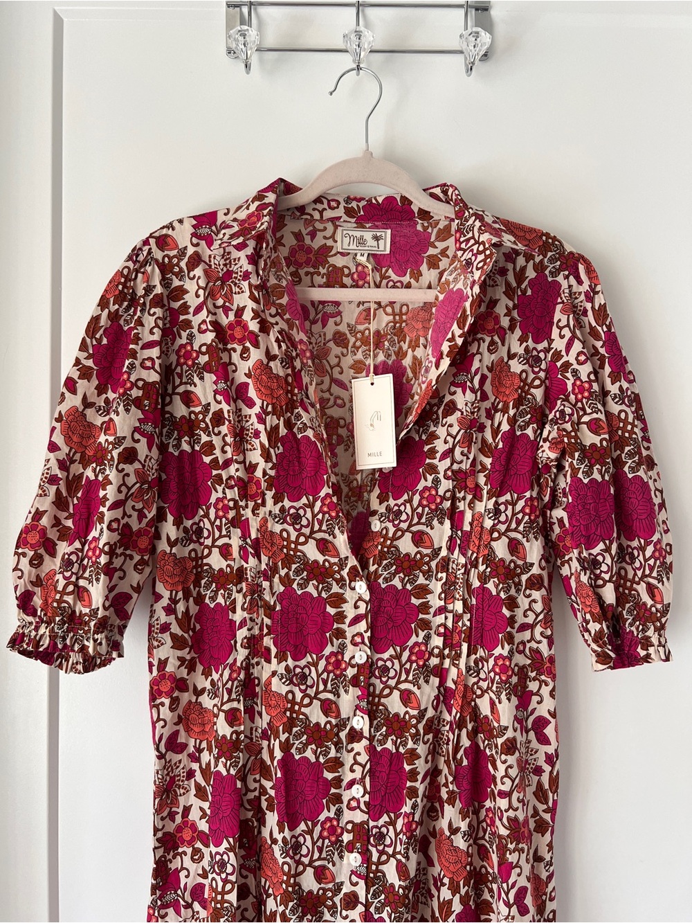 Mille Laurel Dress Floral Maxi in Pondicherry (Fuchsia and Cream) - NWT!! - Picture 10 of 16